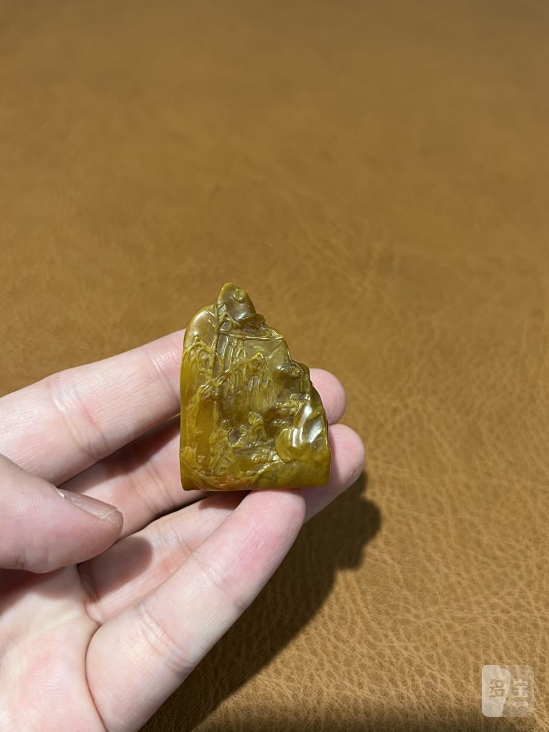 清 田黄林清卿薄意雕人物章 - 图3